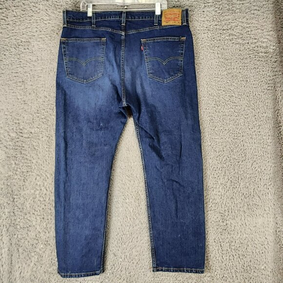 Levis Jeans Mens 40x30 505 Dark Wash Stretch High Rise Regular Fit Straight Leg - Picture 1 of 14
